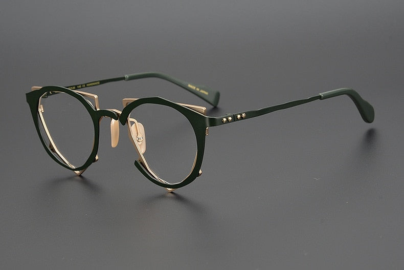 Muzz Men's Full Rim Irregular Round Titanium Frame Eyeglasses 0045 Full Rim Muzz C2  