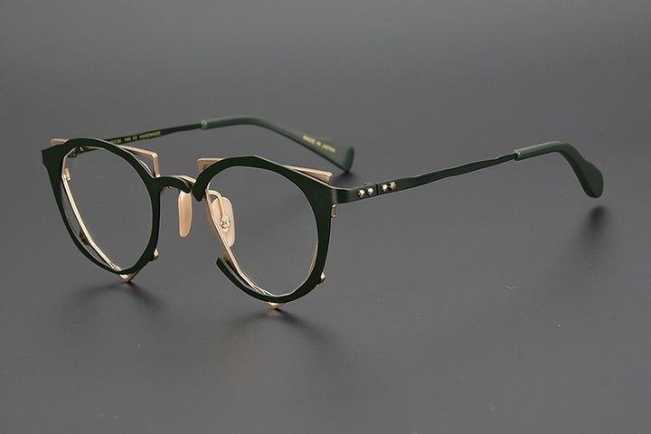 Muzz Men's Full Rim Irregular Round Titanium Frame Eyeglasses 0045 Full Rim Muzz C2  