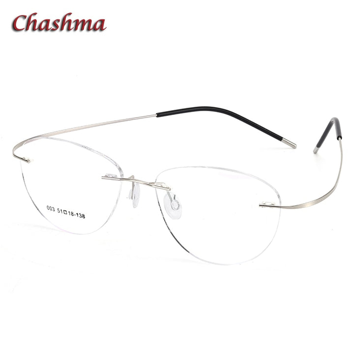 Chashma Ochki Unisex Rimless Triangle Cat Eye Titanium Eyeglasses Tinted Lenses 60742 Rimless Chashma Ochki Silver Clear  