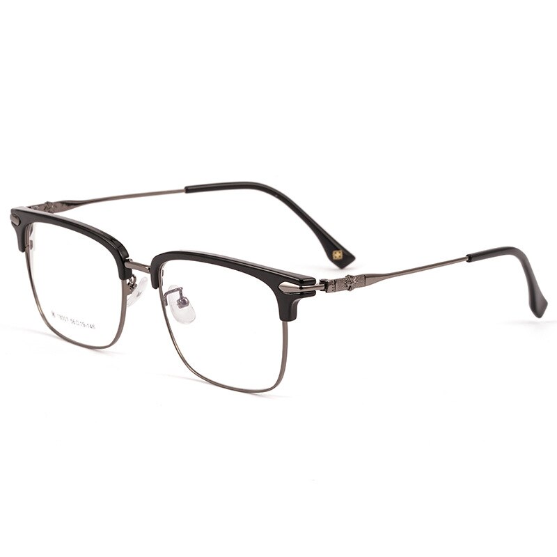 KatKani Men's Full Rim Square Alloy Frame Eyeglasses K18007 Full Rim KatKani Eyeglasses Gun  