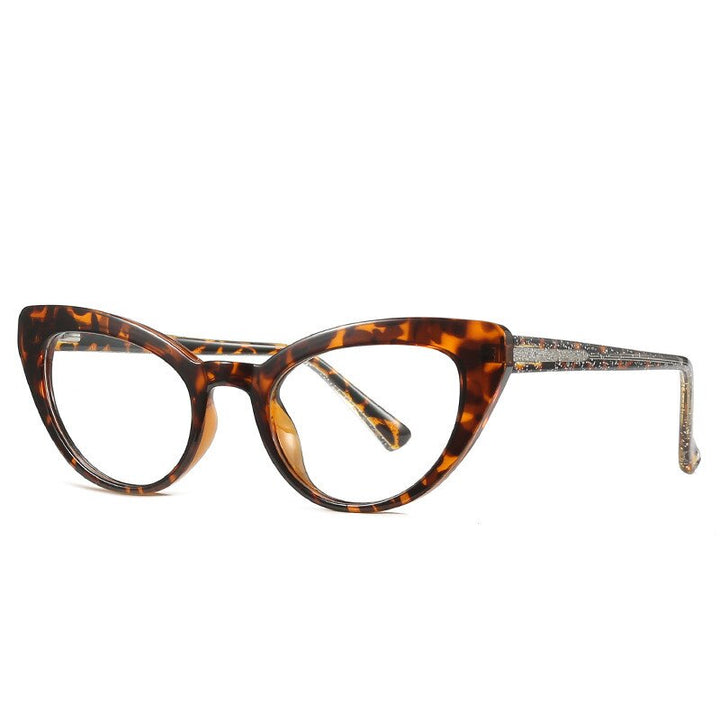 Women's Cat Eye Acetate Frame Eyeglasses Model 2012 Frame Chashma Leopard  