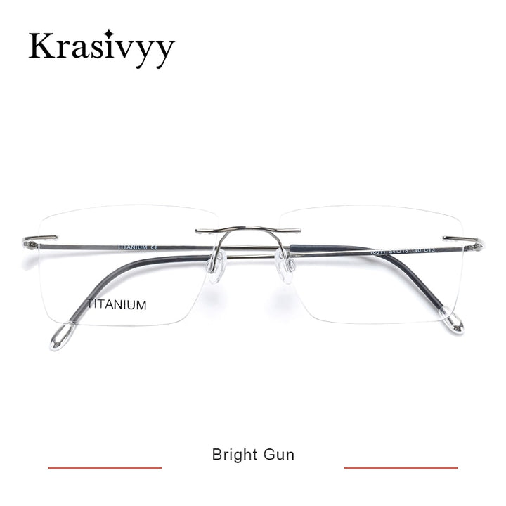 Krasivyy Unisex Rimless Square Titanium Eyeglasses Kr16011 Rimless Krasivyy Bright Gun  