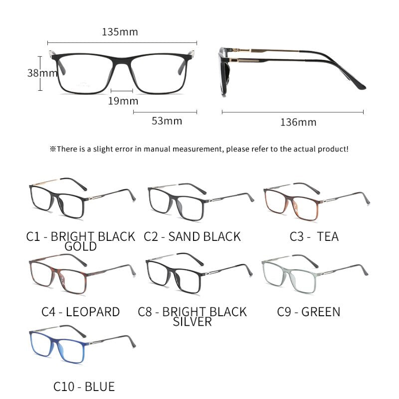 Handoer Men's Full Rim Square Tr 90 Alloy Eyeglasses 8719 Full Rim Handoer   