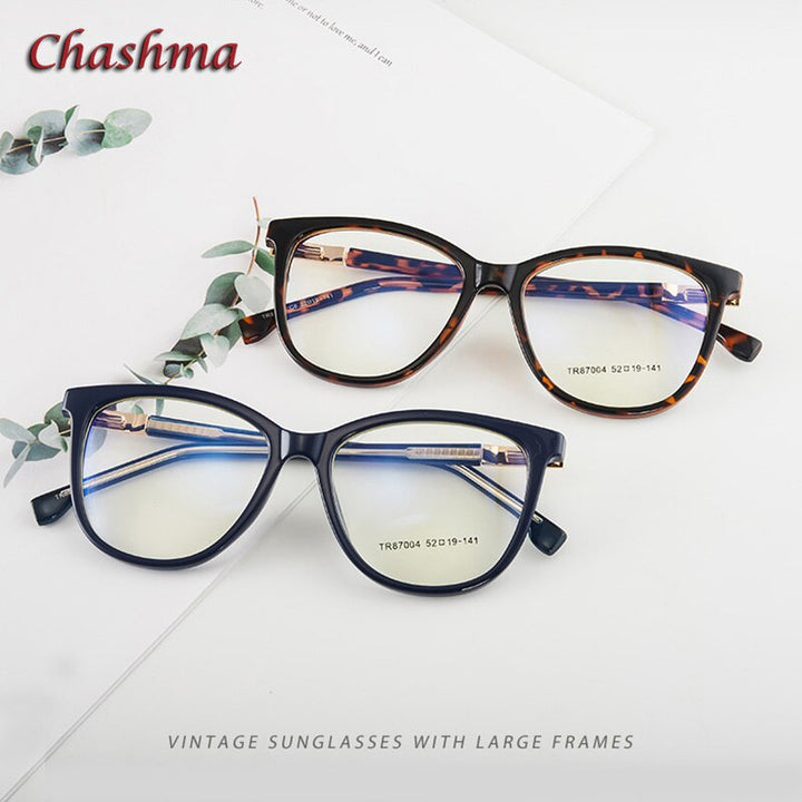 Chashma Ochki Women's Full Rim Square Tr90 Titanium Eyeglasses 87004 Full Rim Chashma Ochki   