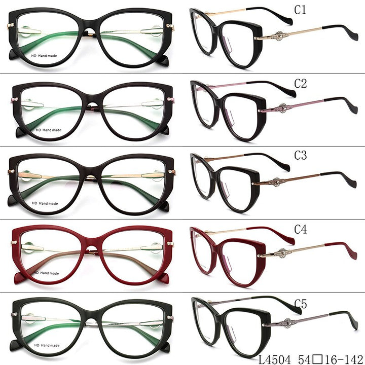 Aissuarvey Acetate Full Rim Cat Eye Frame Metal Temple Womens Eyeglasses L4504 Full Rim Aissuarvey Eyeglasses   