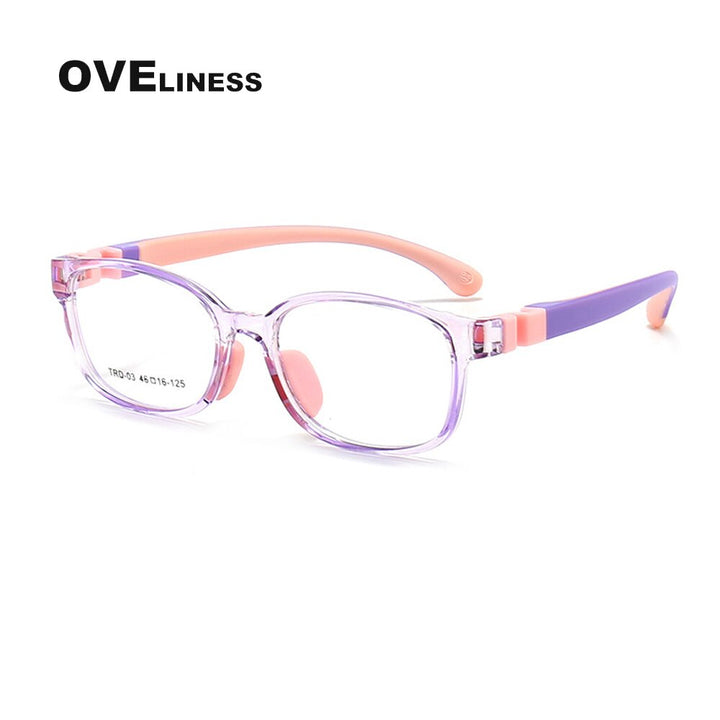 Oveliness Unisex Children's Full Rim Square Tr 90 Titanium Eyeglasses Olp03 Full Rim Oveliness C5  