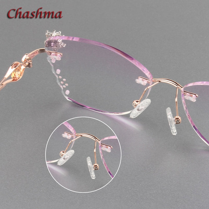 Chashma Ochki Women's Rimless Butterfly Titanium Eyeglasses Gradient Tint Lenses 88301 Rimless Chashma Ochki   