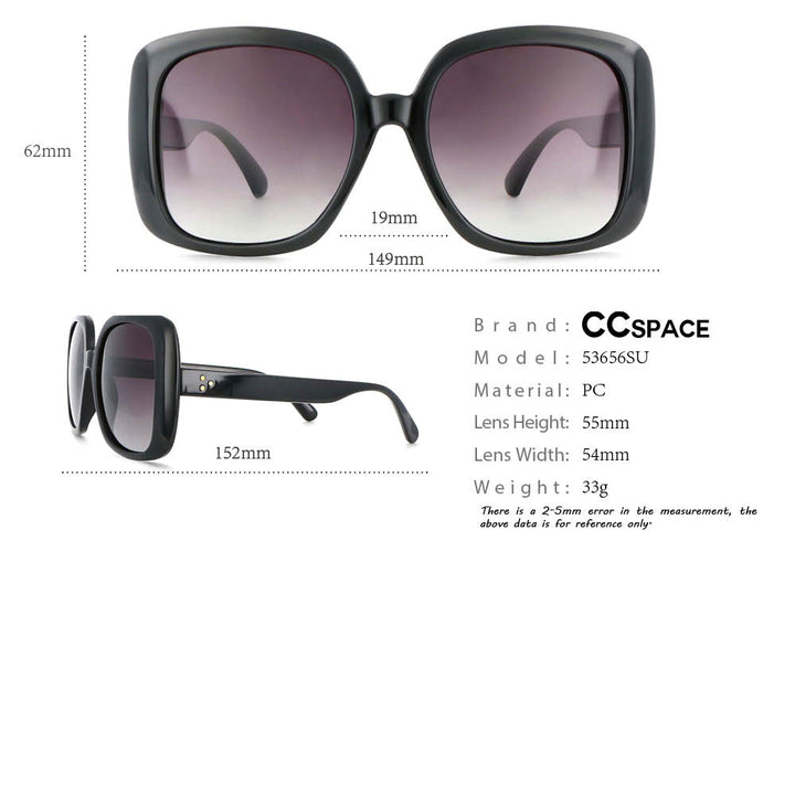 CCSpace Women's Full Rim Oversized Square Resin Frame Sunglasses 53656 Sunglasses CCspace Sunglasses   