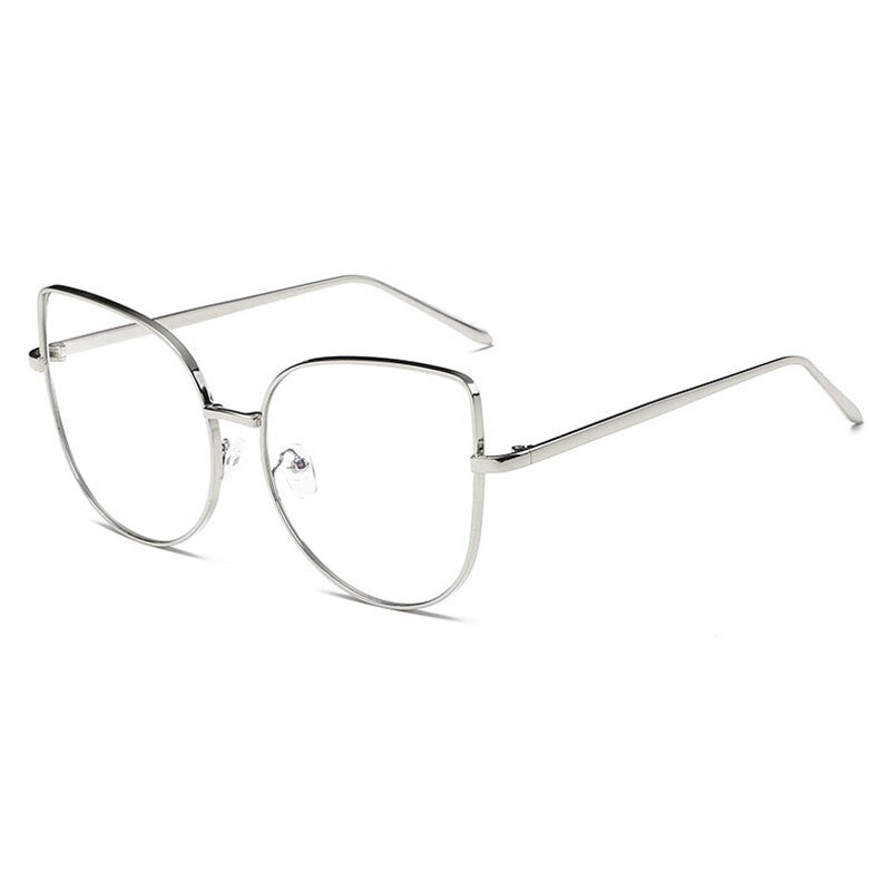 Hotony Women's Full Rim Alloy Cat Eye Frame Eyeglasses 3449 Full Rim Hotony Silver  