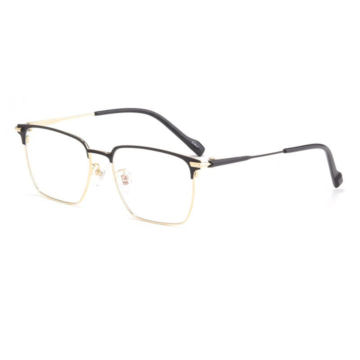 Yimaruili Men's Full Rim IP Plated β Titanium Square Frame Eyeglasses 80126 Full Rim Yimaruili Eyeglasses Black Gold  