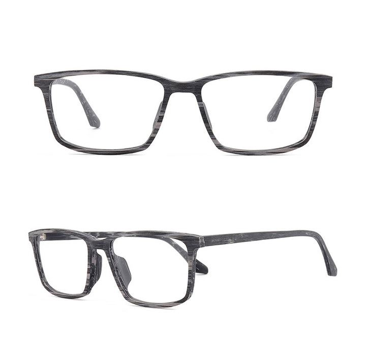 Hdcrafter Men's Full Rim Oversized Square Wood Frame Eyeglasses 1695 Full Rim Hdcrafter Eyeglasses   