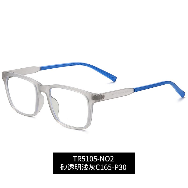 Children's Square Full Rim Silica Titanium Eyeglasses Anti Blue Light Lenses Wd5105 Full Rim Bclear Transparent gray  