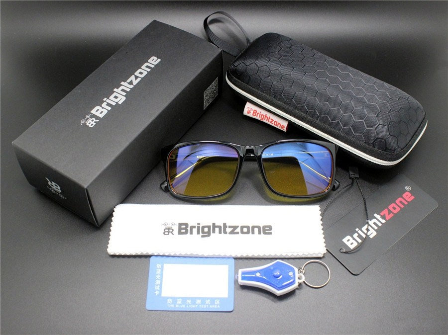 Men's Eyeglasses Computer Glasses Anti Blue Ray Light Cr39 Frame Brightzone Black Yellow Fullset  