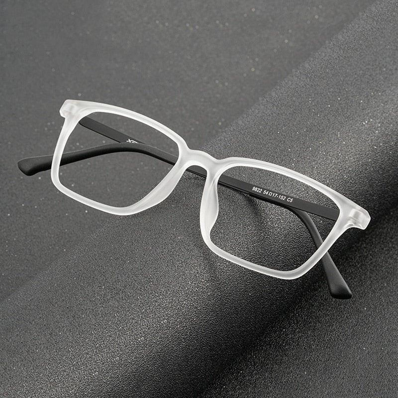 Hotony Unisex Full Rim Square TR 90 Resin B Titanium Frame Eyeglasses Full Rim Hotony   