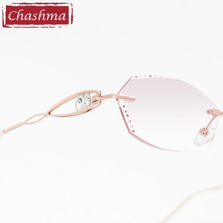 Women's Alloy Frame Tinted Lens Rimless Eyeglasses 88022 Rimless Chashma   