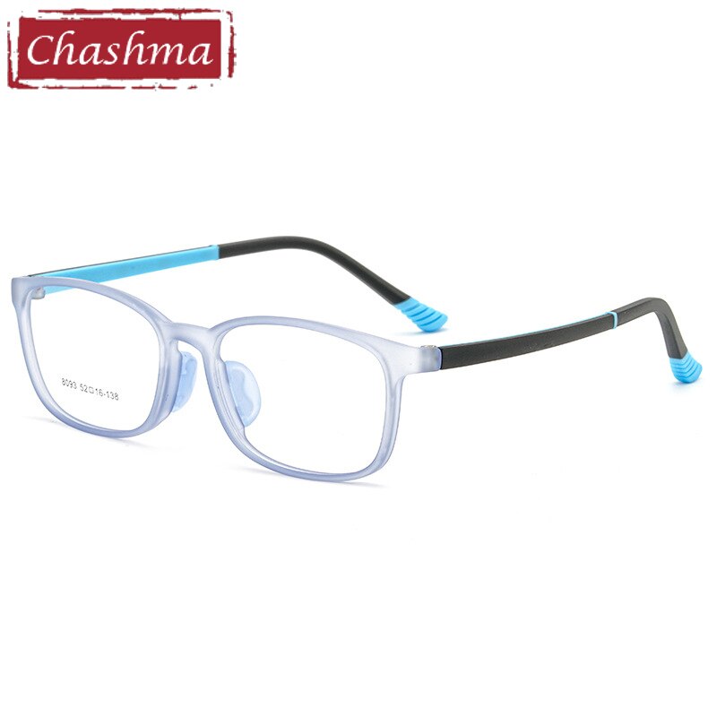Chashma Ottica Children's Unisex Full Rim Square Tr 90 Titanium Eyeglasses 8093 Full Rim Chashma Ottica Jelly Blue  
