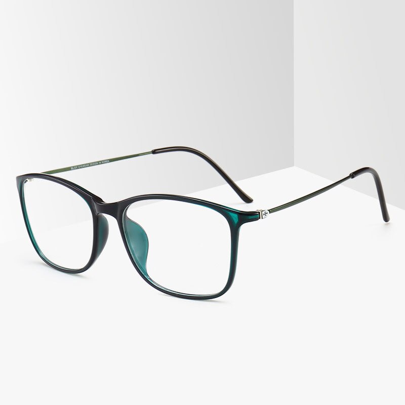 Unisex TR90 Square Full Rim Frame Eyeglasses 2215 Full Rim Bclear green  