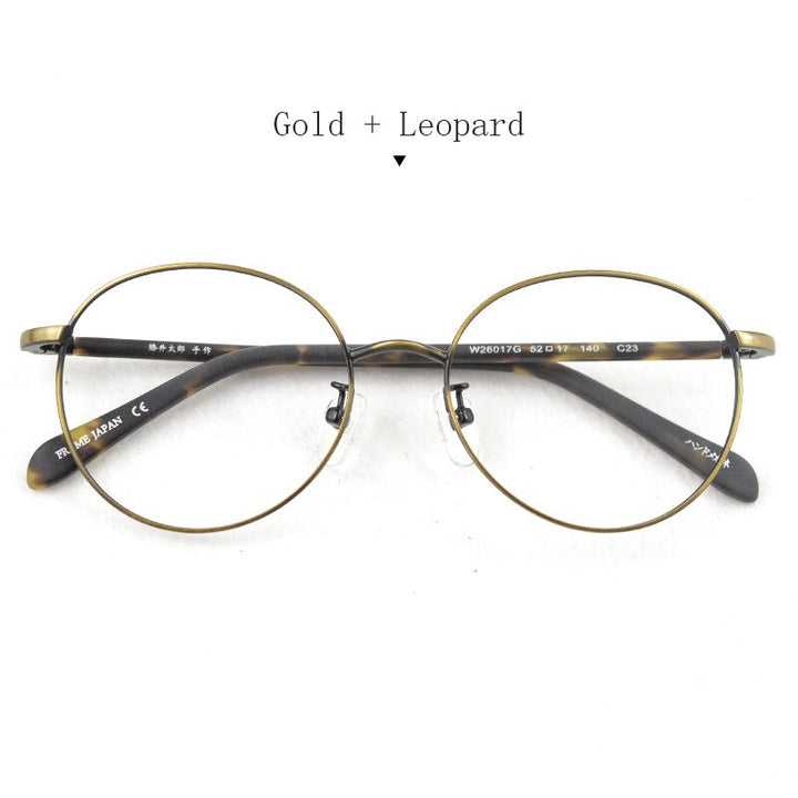 Hdcrafter Unisex Full Rim Round Alloy Frame Eyeglasses W26017g Full Rim Hdcrafter Eyeglasses Gold -Leopard  