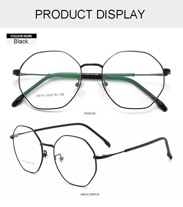 Hotony Unisex Full Rim Polygon Alloy Frame Spring Hinge Eyeglasses D879 Full Rim Hotony   