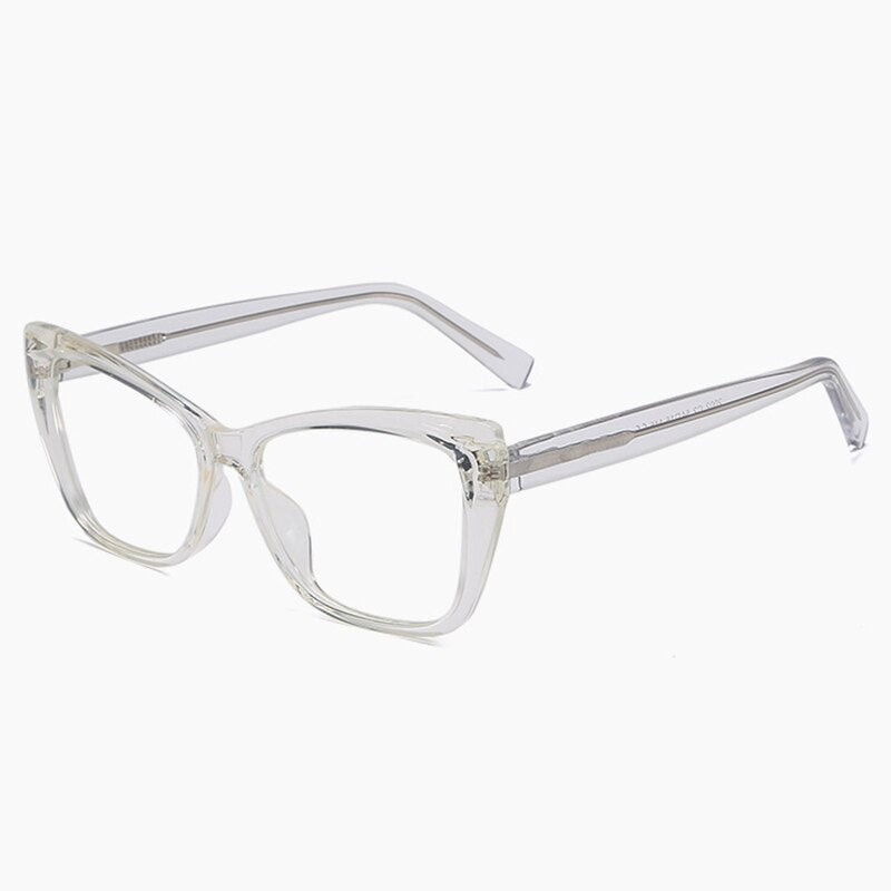 Hotony Women's Full Rim Square Cat Eye Acetate Eyeglasses 2002 Full Rim Hotony Transparent  