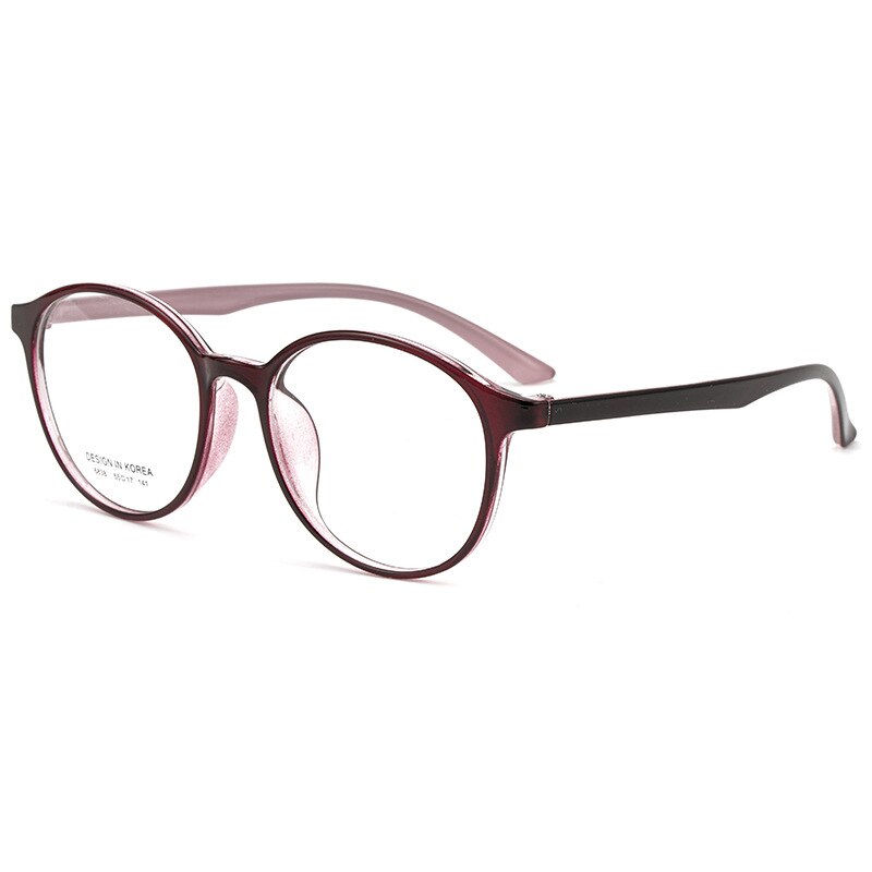 KatKani Unisex Full Rim Round TR 90 Resin Frame Eyeglasses Tr6838 Full Rim KatKani Eyeglasses Wine Red  