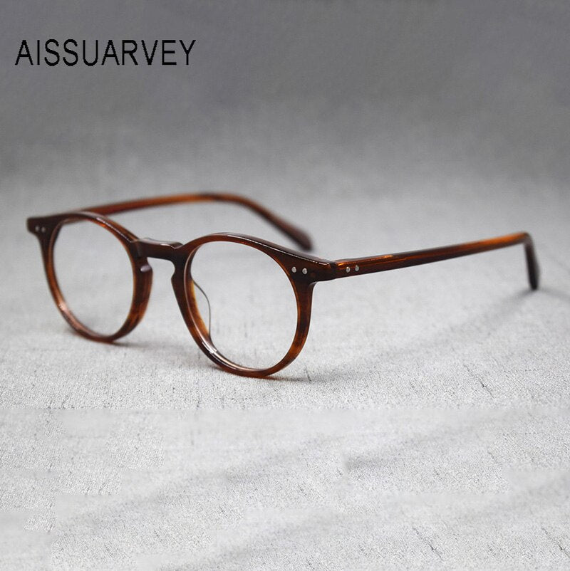 Aissuarvey Handcrafted Unisex Full Rim Acetate Frame Eyeglasses As10031 Full Rim Aissuarvey Eyeglasses Auburn  