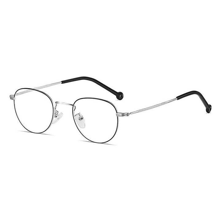 Hotony Unisex Full Rim Alloy Round Frame Eyeglasses 9957 Full Rim Hotony BLACK SILVER  