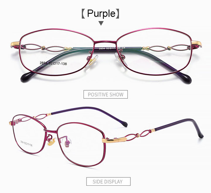 Hotony Women's Full Rim Rectangle Alloy Frame Spring Hinge Eyeglasses 2854 Full Rim Hotony   