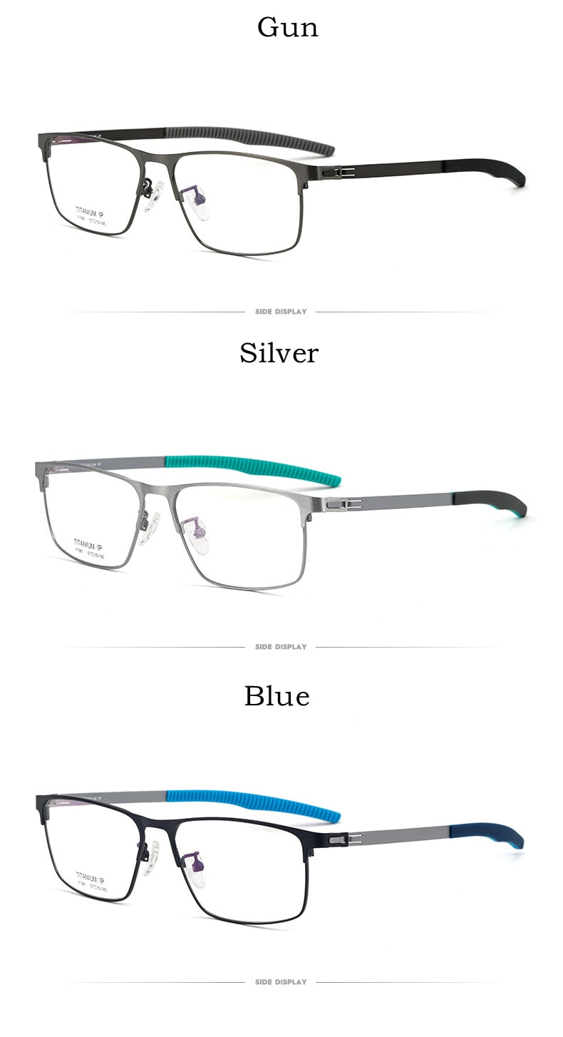 Yimaruili Men's Full Rim Square β Titanium Frame Eyeglasses F1981 Full Rim Yimaruili Eyeglasses   
