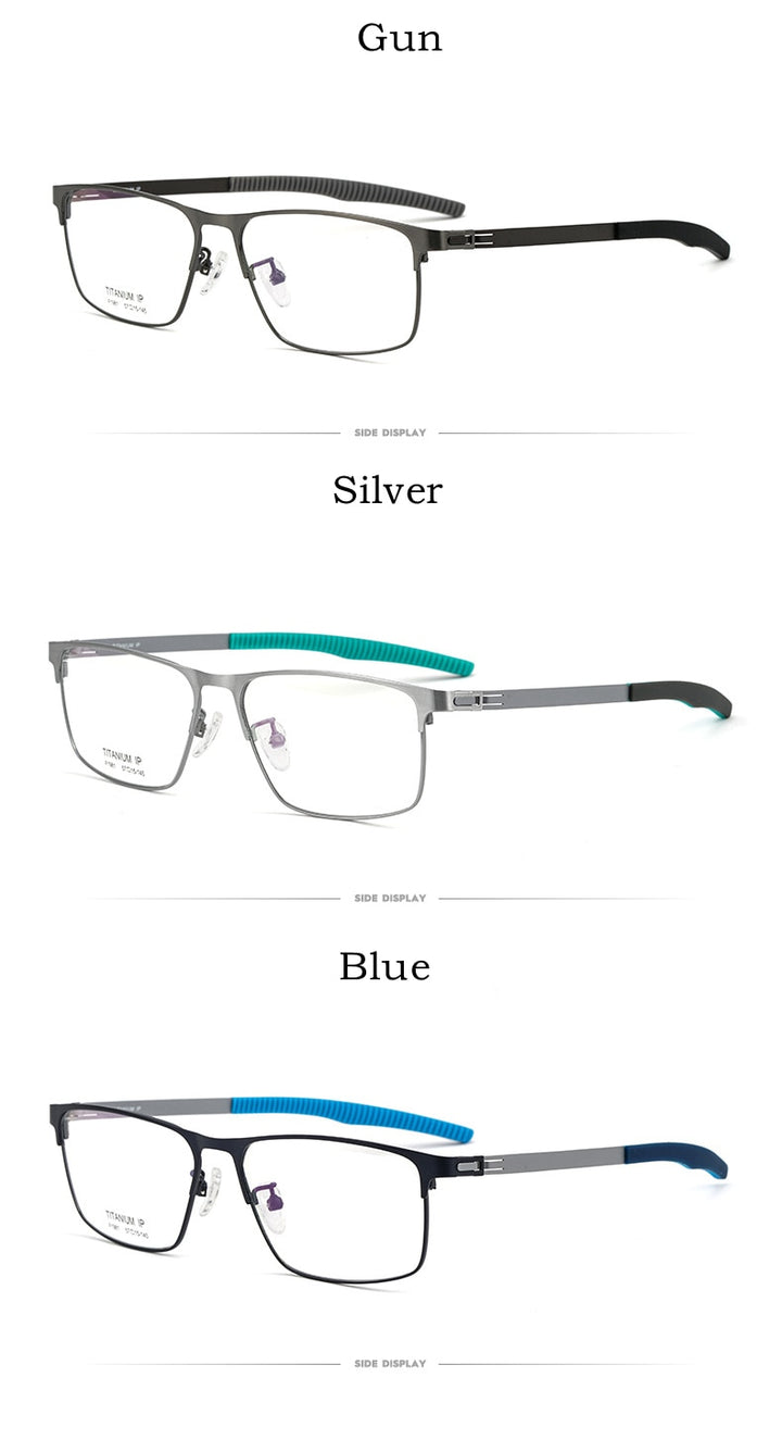 Yimaruili Men's Full Rim Square β Titanium Frame Eyeglasses F1981 Full Rim Yimaruili Eyeglasses   
