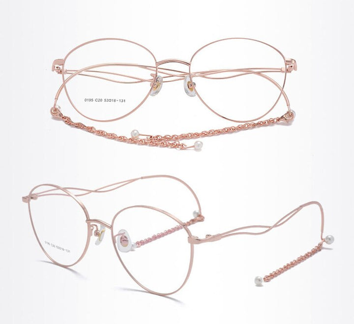 Aissuarvey Alloy Full Rim Round Cat Eye Frame Eyeglasses 0195 Full Rim Aissuarvey Eyeglasses rose  golden  