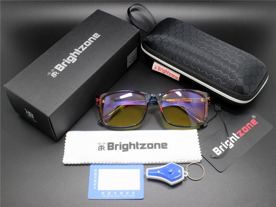 Men's Eyeglasses Computer Glasses Anti Blue Ray Light Cr39 Frame Brightzone FloralYellow Fullset  