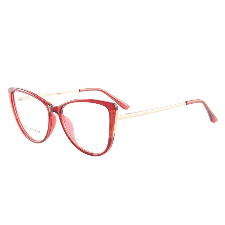 Hotony Women's Full Rim TR 90 Resin Cat Eye Frame Eyeglasses 7016 Full Rim Hotony Red  