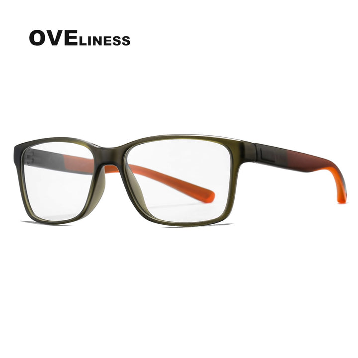 Oveliness Unisex Full Rim Square Tr 90 Titanium Eyeglasses 7091 Full Rim Oveliness green orange  