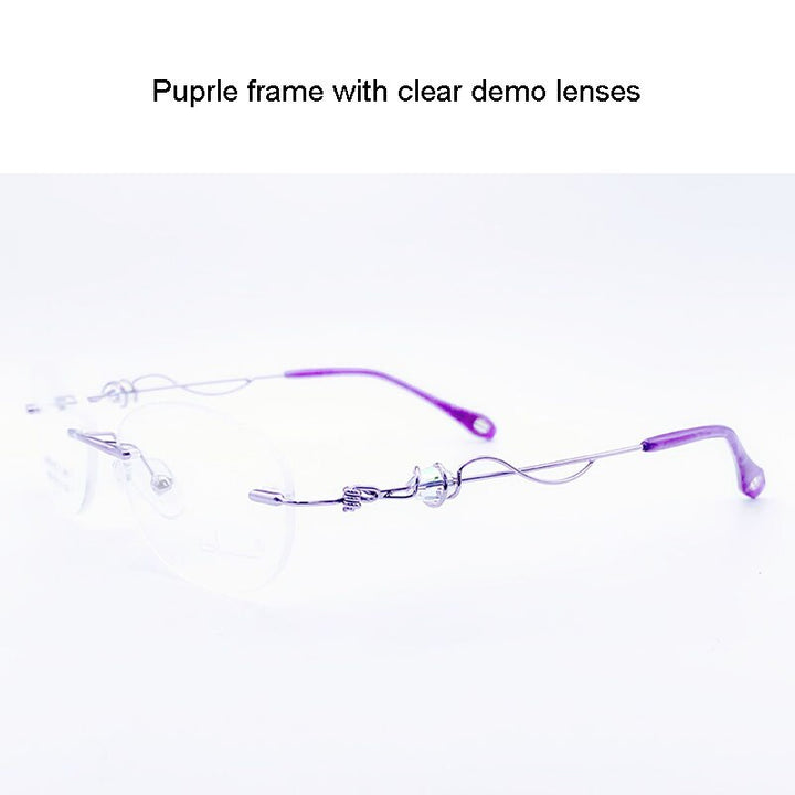 Aissuarvey  Round Rimless Frame Customizable Lens Women's Eyeglasses Rimless Aissuarvey Eyeglasses Purple  