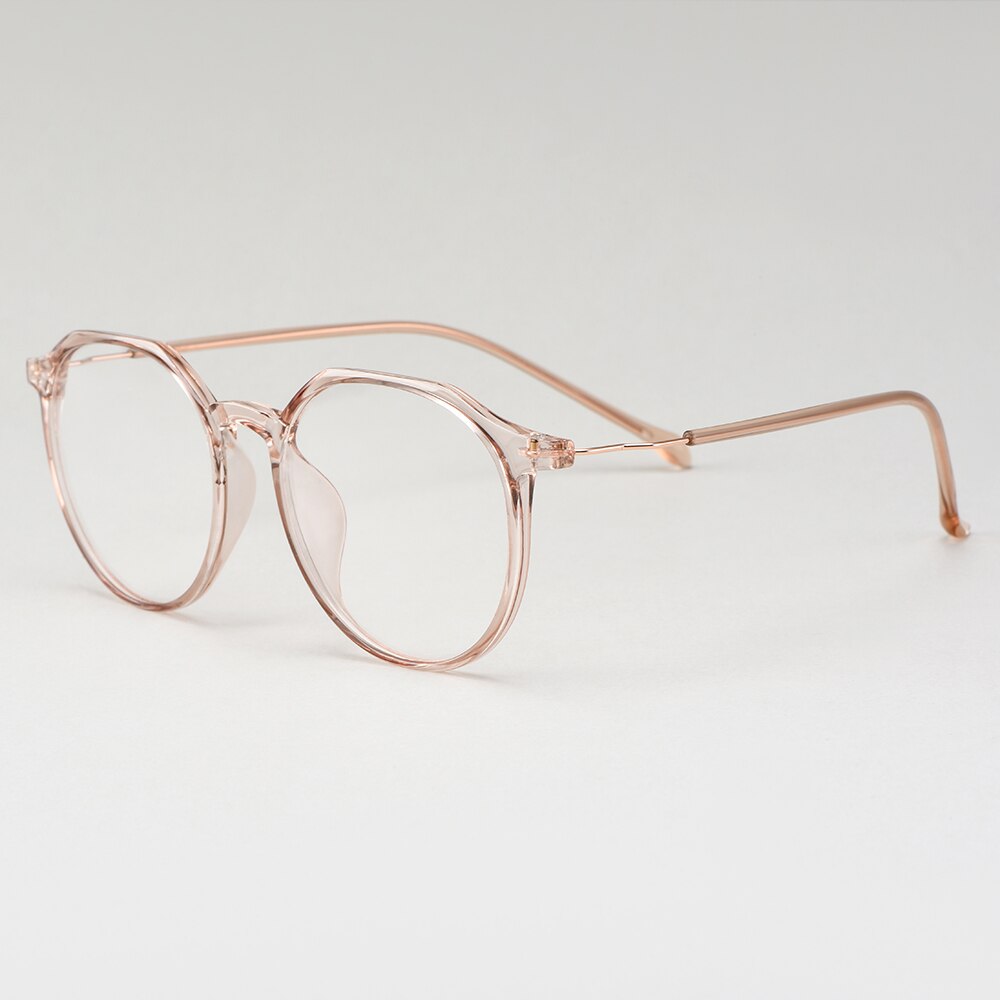Women's Eyeglasses Ultralight Alloy Tr90 Round M3060 Frame Gmei Optical C3 Transparent brown  