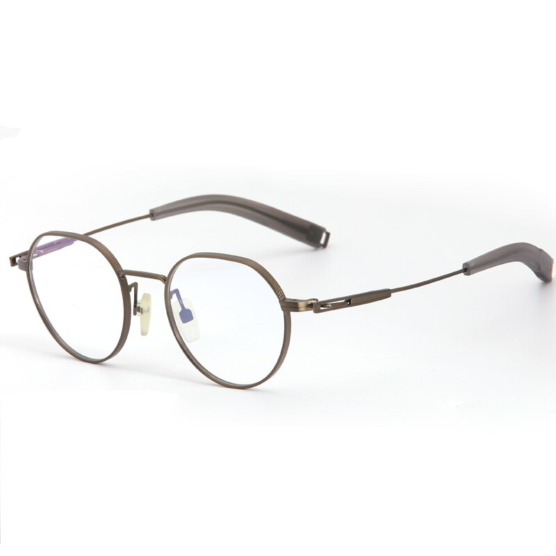 Muzz Men's Full Rim Square Round Titanium Acetate Frame Eyeglasses 101 Full Rim Muzz Dark Brown  