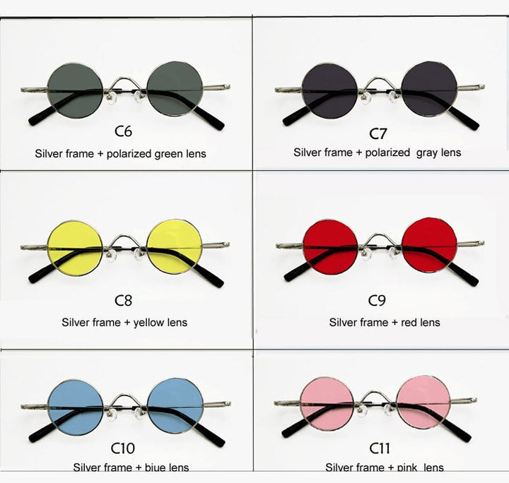 Unisex Acetate Alloy Frame Small Round Sunglasses Sunglasses Yujo   
