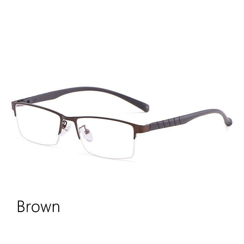Yimaruili Men's Semi Rim Alloy Frame Eyeglasses 89033 Semi Rim Yimaruili Eyeglasses Brown China 