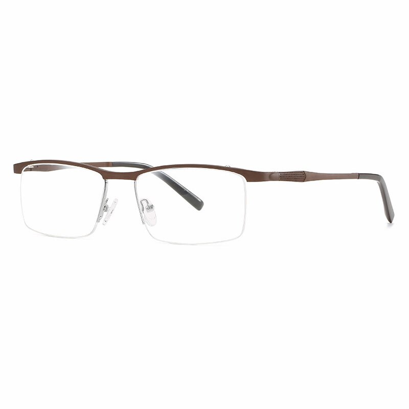 Hotochki Unisex Semi Rim Aluminum Magnesium Alloy Frame Eyeglasses 6303 Semi Rim Hotochki Auburn  