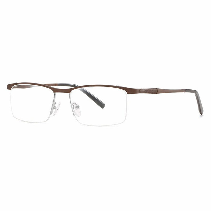 Hotochki Unisex Semi Rim Aluminum Magnesium Alloy Frame Eyeglasses 6303 Semi Rim Hotochki Auburn  