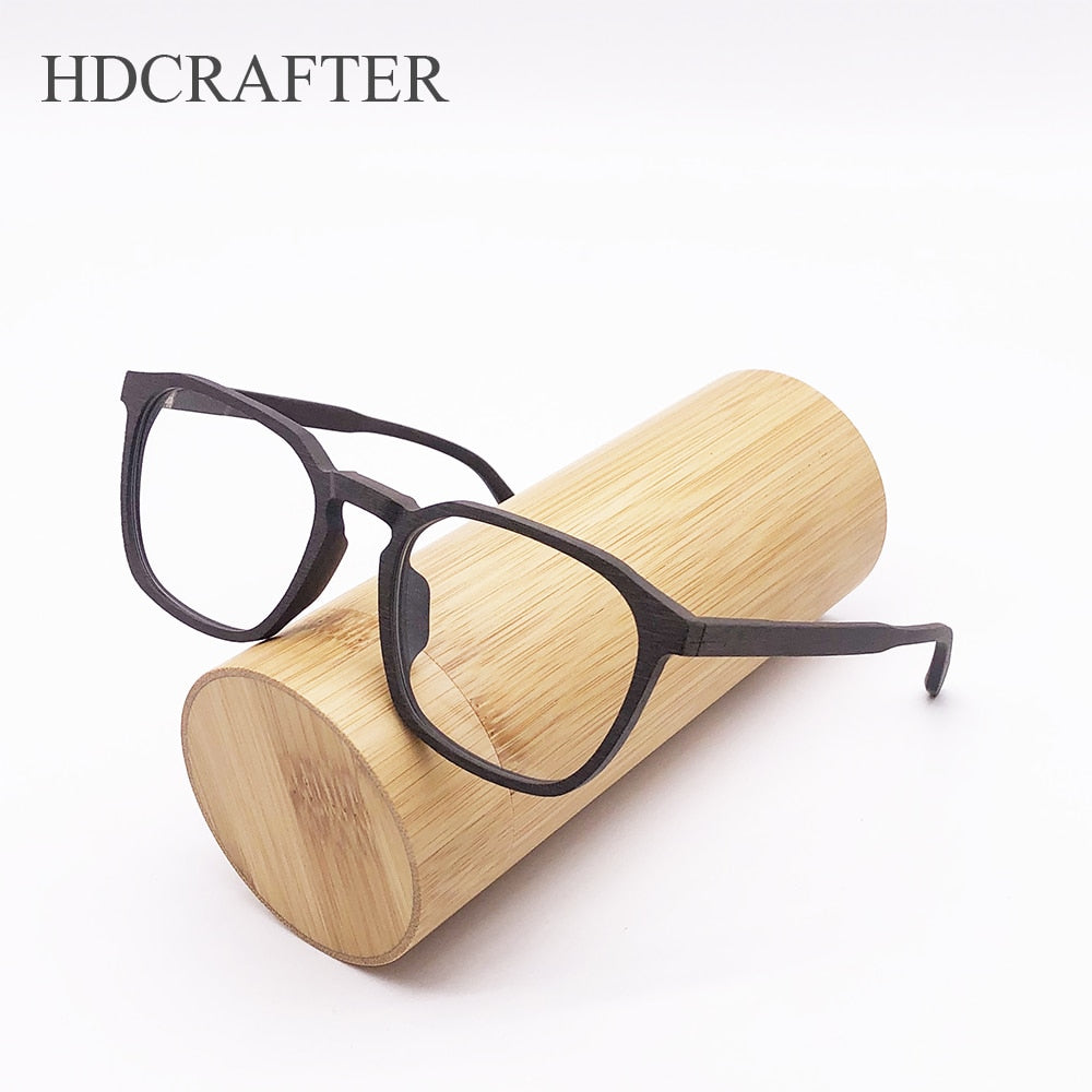 Hdcrafter Men's Full Rim Oversized Square Wood Frame Eyeglasses 1692 Full Rim Hdcrafter Eyeglasses   