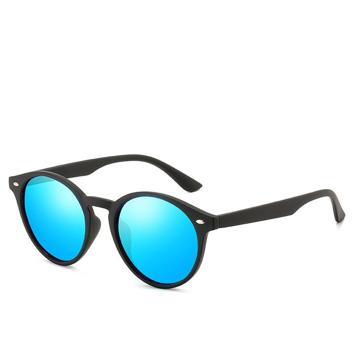 Yimaruili Unisex Full Rim TR 90 Resin Round Frame Polarized Sunglasses 180 Sunglasses Yimaruili Sunglasses Blue black 