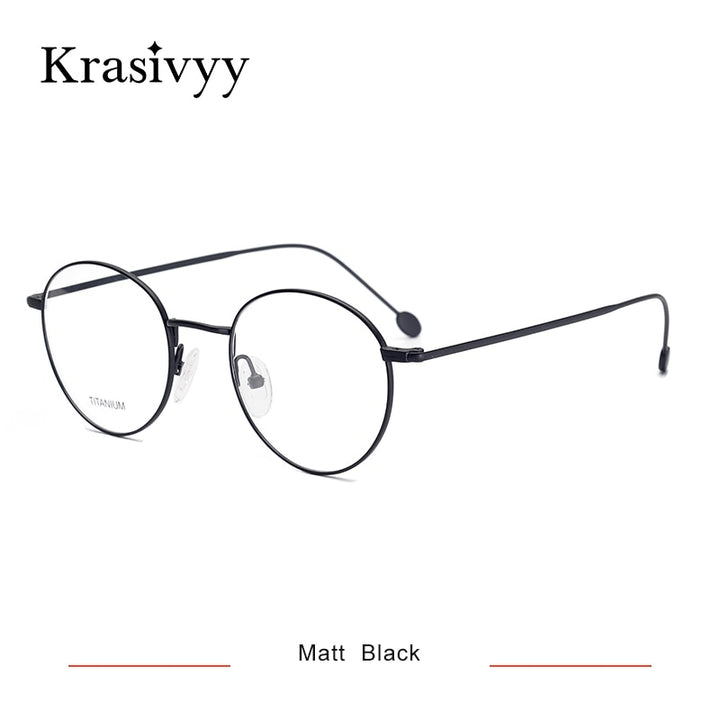 Krasivyy Unisex Full Rim Round Titanium Eyeglasses Kr16052 Full Rim Krasivyy Matt  Black China 
