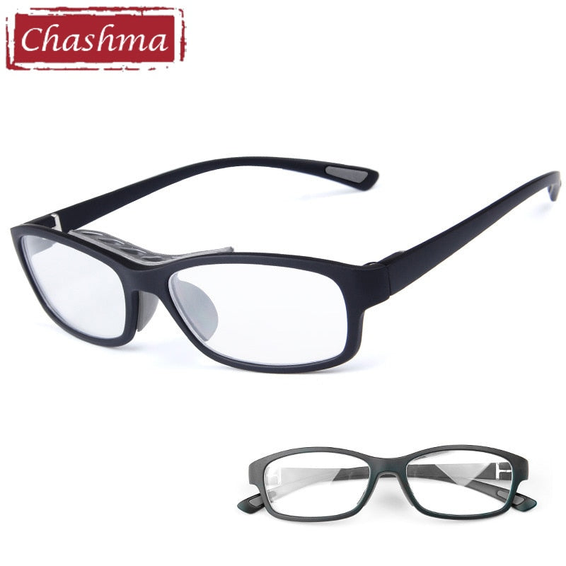 Chashma Ottica Unisex Full Rim Square Tr 90 Titanim Sport Goggle Eyeglasses 010 Sport Eyewear Chashma Ottica Black Gray  
