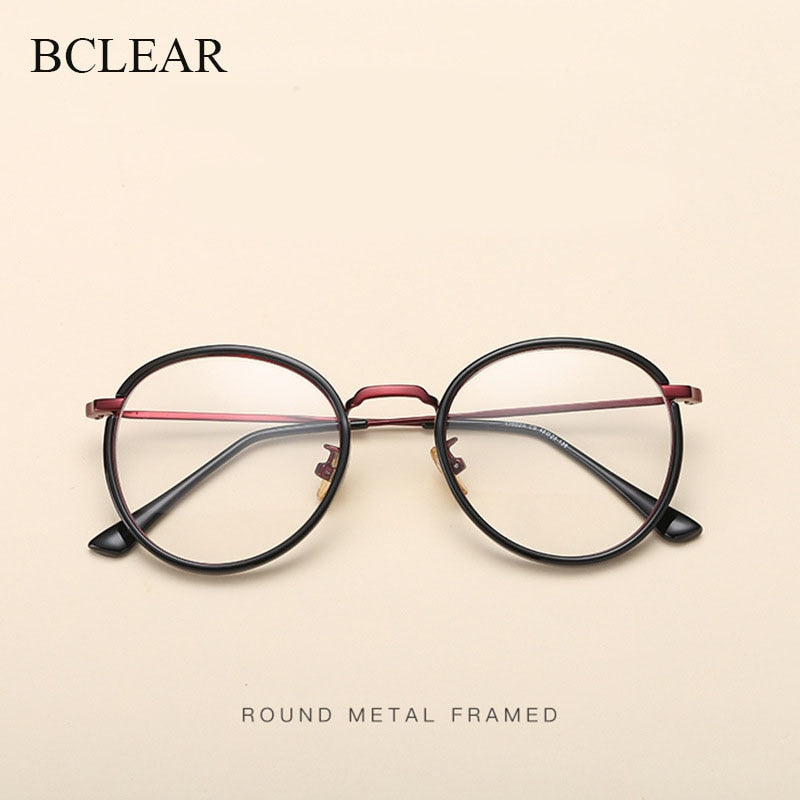 Unisex Round Alloy TR90 Frame Full Rim Eyeglasses 17002 Full Rim Bclear   