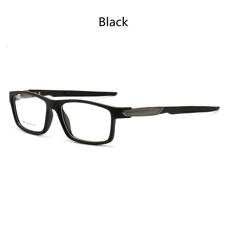 KatKani Men's Full Rim TR 90 Resin Square Sport Frame Eyeglasses K5816 Sport Eyewear KatKani Eyeglasses Black C1  