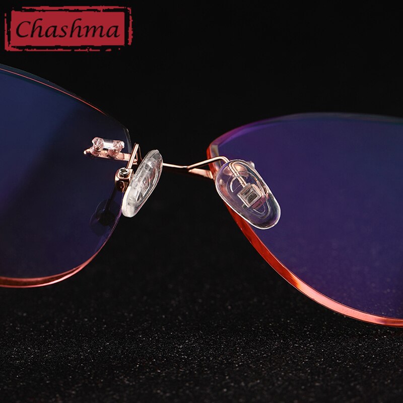 Chashma Ottica Women's Rimless Triangle Cat Eye Titanium Eyeglasses Tinted Lenses 88205 Rimless Chashma Ottica   