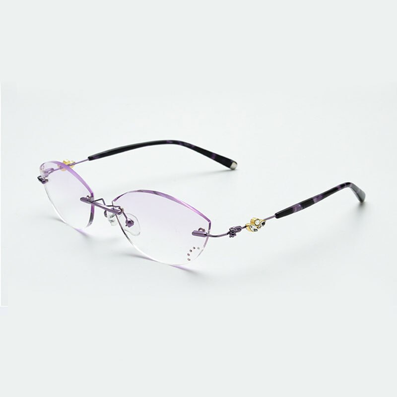 Reven Jate Women's Eyeglasses Titanium Rimless Diamond Cutting 77008 Rimless Reven Jate purple  