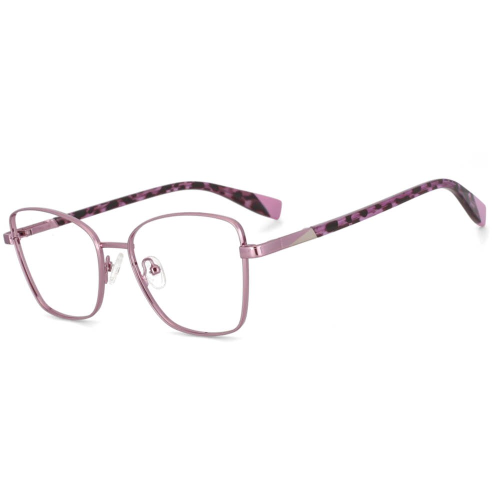 CCSpace Women's Full Rim Square Alloy Frame Eyeglasses 53704 Full Rim CCspace Pink  